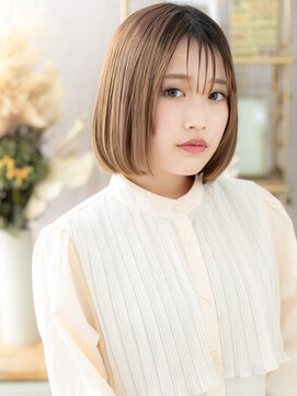 カバーヘア イヴ 戸頭店(COVER HAIR EVE) ツヤ髪シルキーベージュ切りっぱなしボブディa戸頭20代30代40代