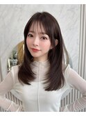 大人可愛い韓国ヘア くびれレイヤーワンカール顔周りレイヤー
