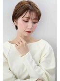 ナチュラルボブレイヤーカットウェットヘアオリーブベージュ