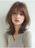白髪ぼかし脱白髪染め似合わせミディアムレイヤー40代50代60代