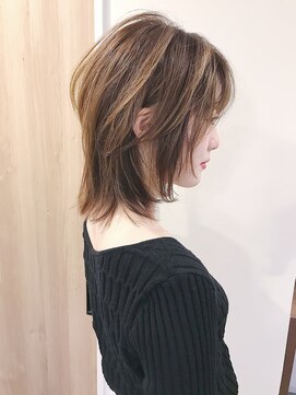 フープヘアー(HOOP.HAIR) 極細ハイライト ミディアムウルフレイヤー1
