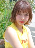 外ハネボブ　卵型　ナチュラルベージュ