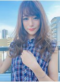 小顔無造作カール/ミルクティーベージュ/20代30代/イメチェン