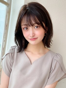 アフロート ディル(AFLOAT D'L) 大人かわいい 外ハネくびれボブ ベージュ ラベンダーカラー