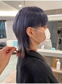 アンダーラインカラー（ラベンダーカラー×レッド）ウルフカット