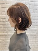 顔まわり似合わせヘア小顔カット前髪可愛いミディアム外ハネボブ