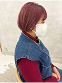 春ピンクカラーショートボブ