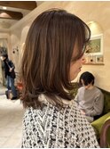 ★ミディアムレイヤー ワンカールアイロン 透明感ブラウンカラー