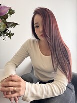 ヘアースタジオ ゼン カロン(Hair studio Zen kalon)&nbsp;大人ストレートロング×ピンクカラー20代30代40代50代