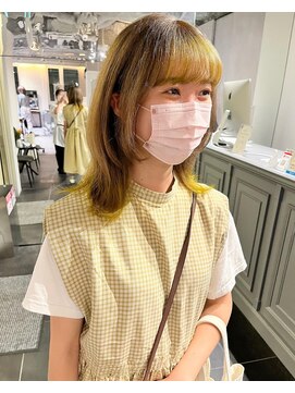 カフ(CAF) CAF FUKO オリーブベージュ/イエロー/裾カラー/大阪/心斎橋