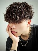波巻きパーマメンズツイストスパイラルパーマハイライト