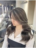 マチルダボブ前髪ハイライトグレージュ