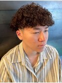 スパイラルパーマ 強め マッシュ ブラウン 束感 無造作
