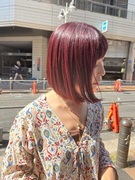 ウクラ バイ レシッド 池袋(uchla by rcid) 秋にオススメ☆暖色カラー！チェリーレッド☆ボブヘア