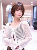 大人ガーリーショートボブ/似合わせカット/ダークアッシュ