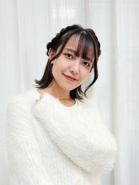 エミュ 天文館店(eMu) ゆるふわ編み込み×ほんのりピンクブラウン