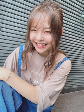 ラファンジュ ヘアー(Rohange hair) 【Rohange】クリアベージュ×シースルバング#ハーフアップ