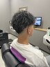 メンズカット＋ツイストパーマ、スパイラルパーマetc.＋ホワイトメッシュ