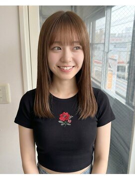 零秒女髪 千里丘店 上品まとまり艶カラーのセミロング美髪スタイル髪質改善艶感