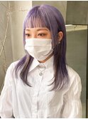 パープル薄紫ハイトーンブリーチカラー姫カットケアブリーチ