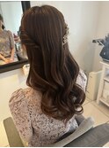 ハーフツイン　ヘアセット　お出掛けヘア　フェミニン　巻き髪