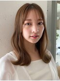 前髪 アンブレラカラー こなれミディ イメチェン ウェーブパーマ