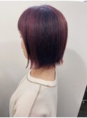 20代30代40代切りっぱなしシースルーバングスカーレットカラー