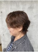 ホワイトグレージュ/デジタルパーマ/チェリーブラウン/癖毛