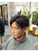 刈り上げマッシュメンズカット縦落ちツイストスパイラルパーマ