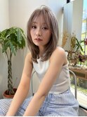 ワンカールレイヤーミディアム×くすみベージュ/20代30代40代