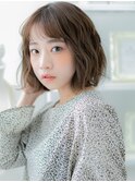 ■くすみベージュフレンチカジュアルボブパーマ712上尾20代30代