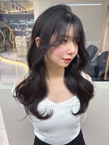 ロンドメリア 天神大名店(Lond Melia)&nbsp;黒髪カタログ/オリーブグレー/小顔に見せるヘア/クラゲヘアー