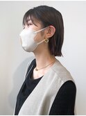 ストレート切りっぱなしボブ