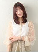 透明感ブラウン/ハッシュカット/ミディアムカール