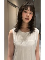 フィルムス 大阪本町(FILMS) ニュアンスウルフ/ダークブルー/デザインカラー/顔周りカット