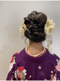 卒業式 ヘアセット 着物ヘア アッシュブラウン 向ケ丘遊園 20代