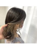 インナーカラー/ミルクティーベージュ/ダブルカラー/ブリーチ