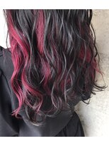 サンリサ 鴻巣店(sanRisa) セミロング × 黒髪 × ボルドー