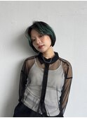 【髪質改善カラー】【ダブルカラー】モスグリーン+ミニボブ