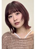 顔まわりレイヤー/イメチェン/ミニウルフ/チェリーブラウン/銀座