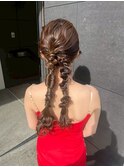 ヘアセット/ヘアアレンジ/ツイン編みおろし