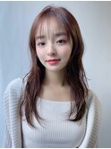 韓国ヘア レイヤーカット 暗めカラー デザインカラー"