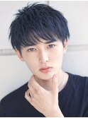 ショートマッシュ刈り上げツーブロックブルーブラックネイビー