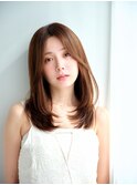大人かわいい小顔レイヤーカット×艶髪ブラウンベージュ