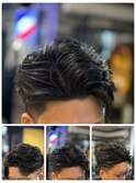 ビジネスメンズショートリクルート七三かき上げヘアツーブロック