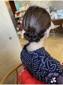浴衣ヘア こなれ感 編み込みアップアレンジ♪前撮りイベント
