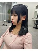 黒髪ミディアム×姫カット