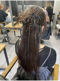 【WAVY hair set】韓国風ストレートカチモリハーフアップ
