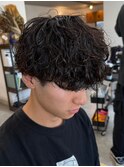 栃木メンズパーマメンズカットセンターパートメンズマッシュ緩め