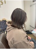 ブリーチなし!オリーブベージュカラーの切りっぱなしボブ